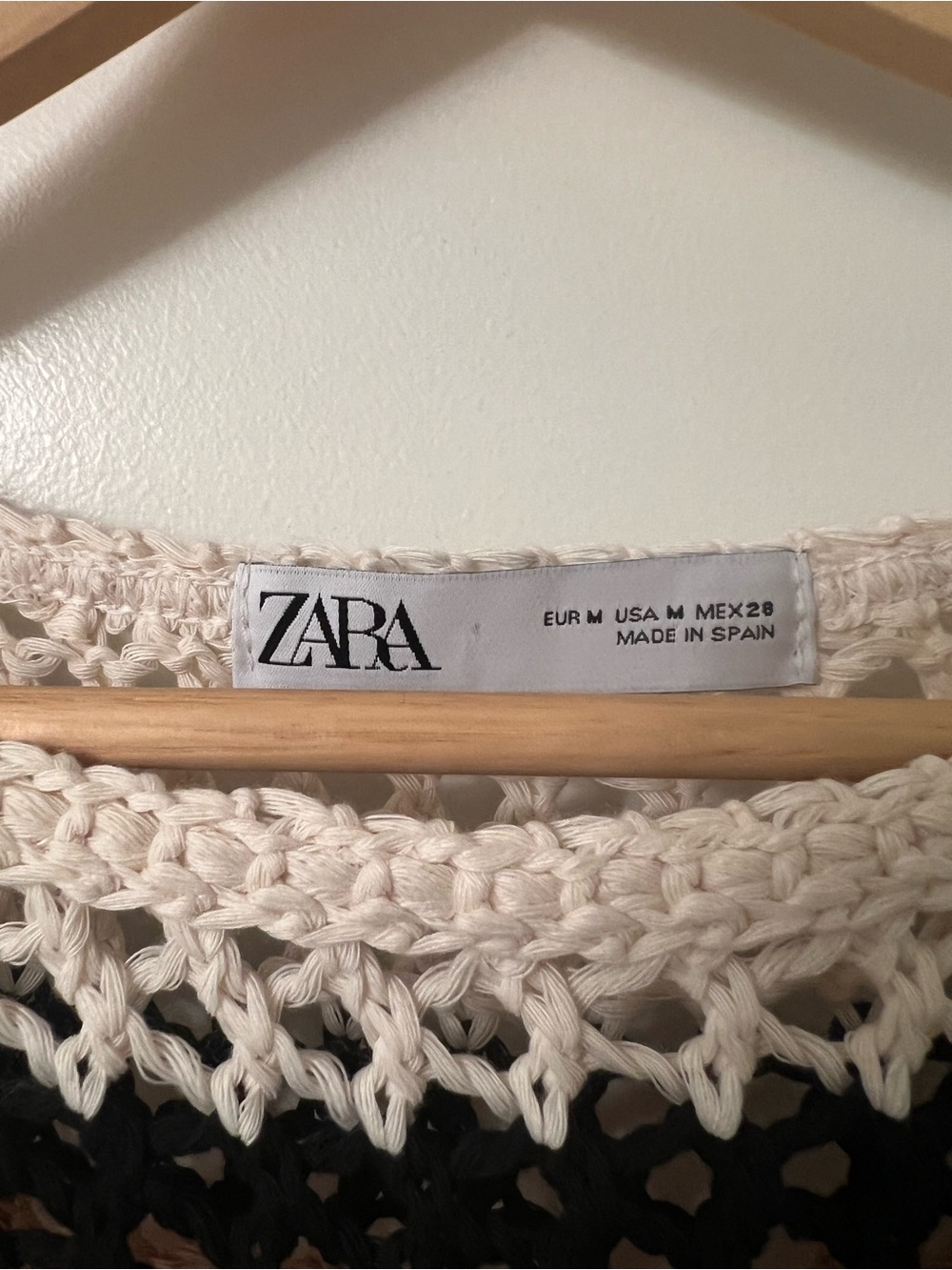 Zara Crochet Stripe Dress – Neutral Tones, Size Medium - Picture 2 of 8